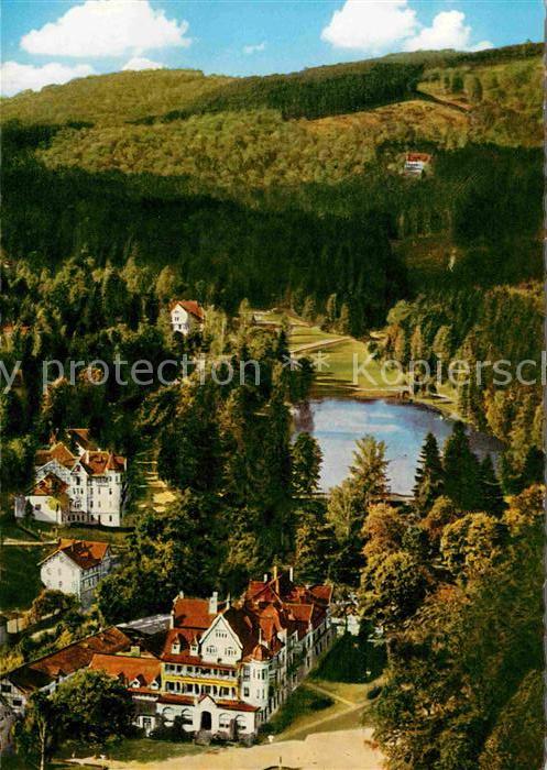 Bad Sachsa Harz Teilansicht mit Schmelzteich Fliegeraufnahme