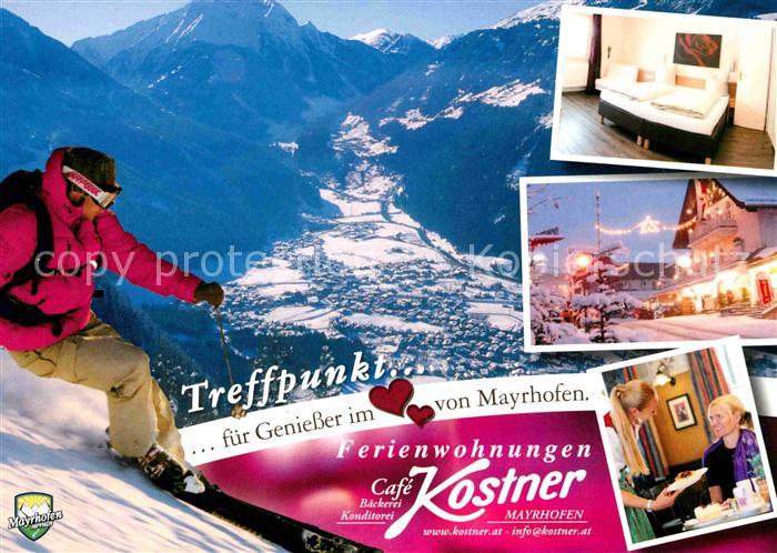 Mayrhofen Zillertal panorama Wintersportplatz Alpen Skifahrer Cafe Kostner Ferie