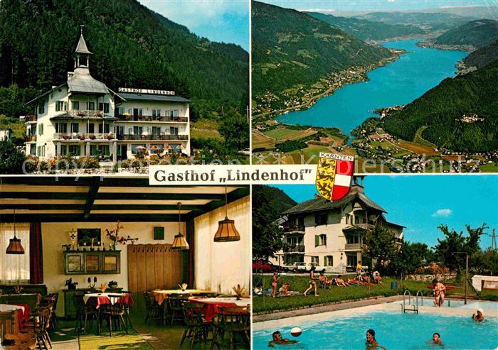 Annenheim Ossiacher See Gasthof Lindenhof Camping Swimming Pool Fliegeraufnahme