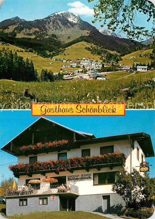 Russbach Pass Gschuett Gasthaus Pension Schoenblick Gesamtansicht Alpen