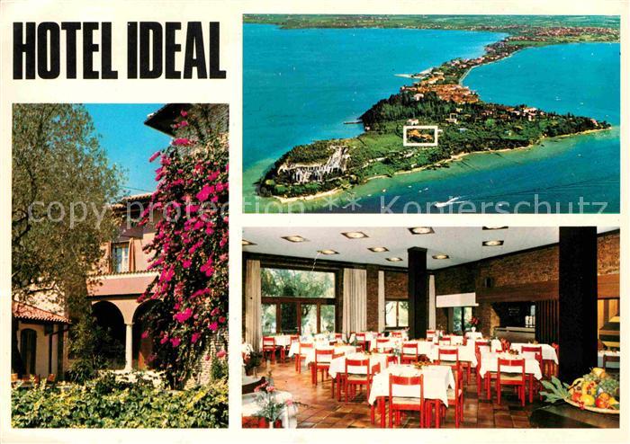 Sirmione Lago di Garda Hotel Idel Restaurant am Gardasee Fliegeraufnahme
