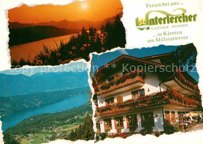 Millstatt Millstaettersee Gasthof Pension Unterlercher Alpenpanorama Sonnenunter