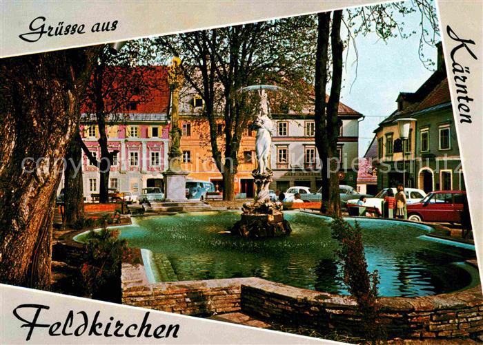 Feldkirchen Kaernten Brunnen Mariensaeule Patrizierhaeuser am Hauptplatz