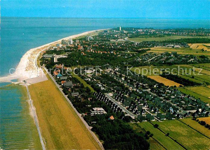 Duhnen Nordsee Gebiet am Duenenweg mit Doese Nordseeheilbad Fliegeraufnahme