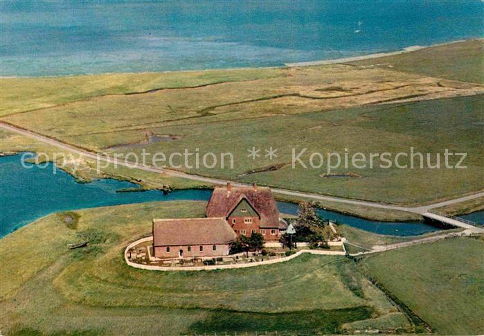 Hallig Hooge Kirchwarft Fliegeraufnahme