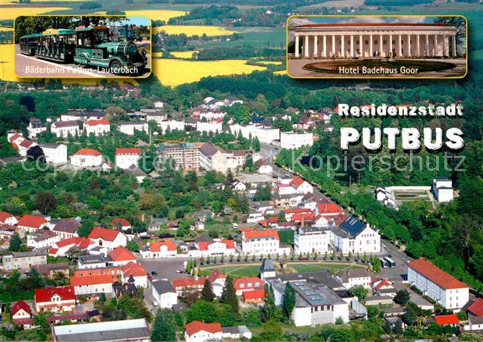 Putbus Ruegen Fliegeraufnahme Baederbahn Hotel Badehaus Goor