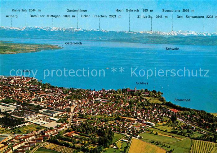 Friedrichshafen Bodensee Fliegeraufnahme Alpen