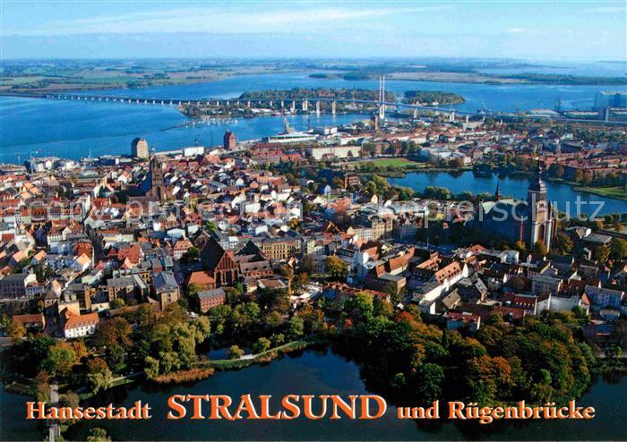 Stralsund Mecklenburg Vorpommern Fliegeraufnahme Ruegenbruecke