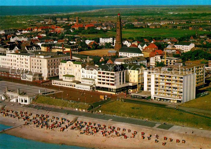 BORKUM Nordseebad Niedersachsen Fliegeraufnahme Badestrand und Kurpromenade
