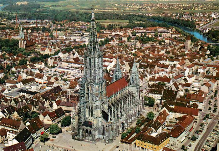 Ulm Donau Fliegeraufnahme Kirche