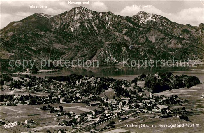 Kochel See Fliegeraufnahme mit See und Herzogstand