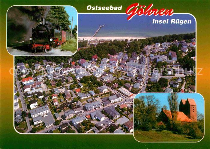 Goehren Ruegen Fliegeraufnahme Dampflok Kirche