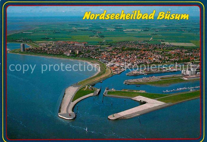 Buesum Nordseebad Fliegeraufnahme mit Hafen