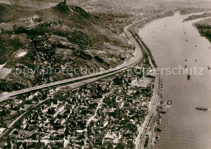 Koenigswinter Fliegeraufnahme mit Drachenbruecke und Drachenfels