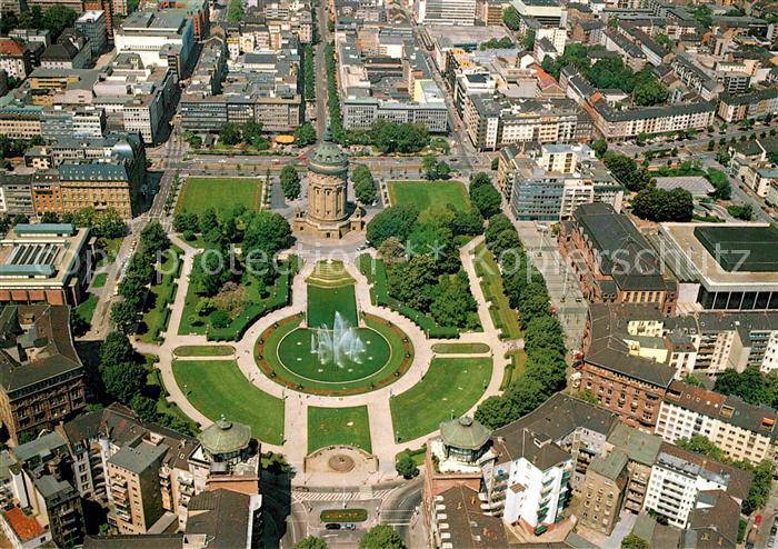 MANNHEIM BW Fliegeraufnahme Friedrichsplatz mit Wasserturm und Rosengarten