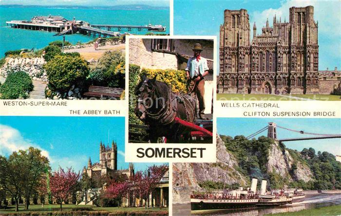 Somerset UK Weston Super Mare The Abbey Bath Wells Cathedral Clifton Suspension