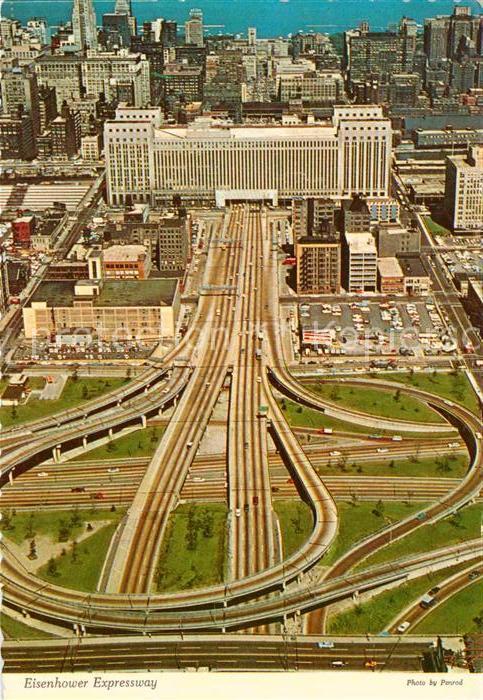 Chicago Illinois Eisenhower Expressway Air view