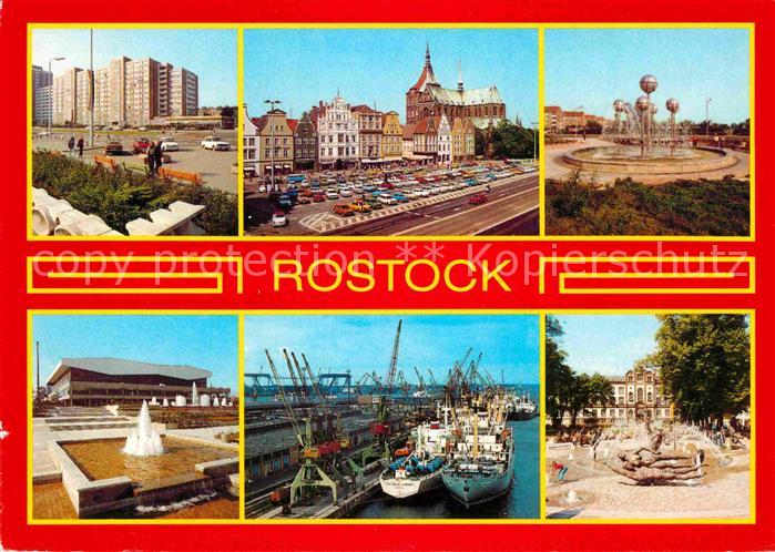 ROSTOCK  CITY Wilh Pieck Ring Stadtzentrum Marienkirche Wasserspiel Sport und Ko