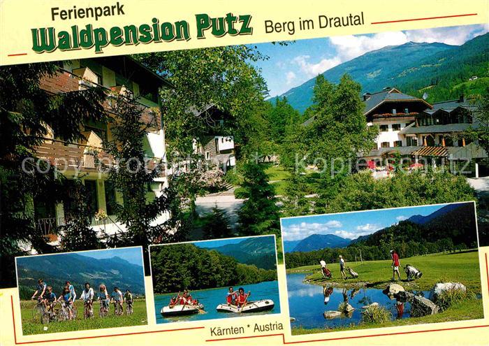 Berg Drautal Ferienpark Waldpension Putz Radfahrer Schlauchboote Golfplatz