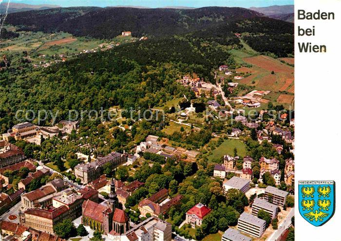 Baden Wien Fliegeraufnahme Stadtpfarrkirche Kurhaus Trinkhalle Kurpark Sommerthe