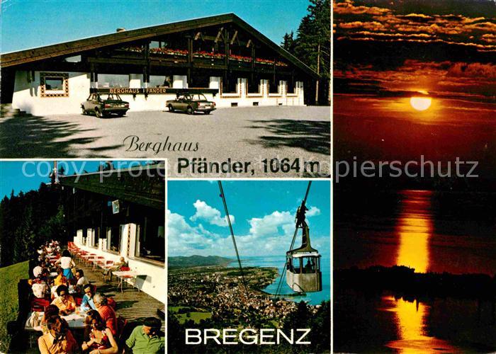 Bregenz Bodensee Berghaus Pfaender Terrasse Pfaenderbahn Sonnenuntergang