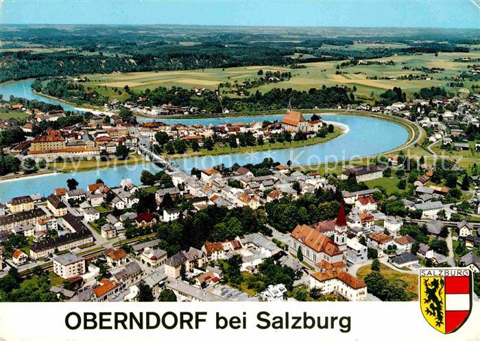 Oberndorf Salzburg Fliegeraufnahme mit Salzachpartie