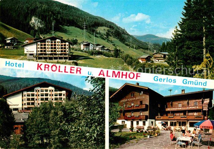 Gmuend Gerlos Hotel Kroeller mit Almhof Terrasse
