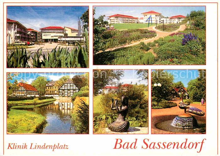 Bad Sassendorf Klinik Lindenplatz Park Fachwerkhaeuser Brunnen Skulptur