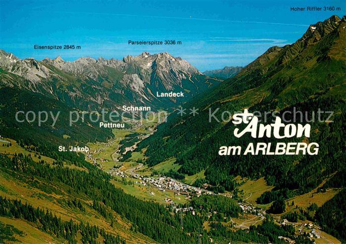 St Anton Arlberg Panorama mit Eisenspitze Parseierspitze Hoher Riffler