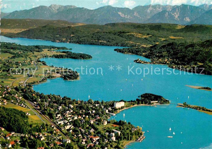 Poertschach Woerthersee mit Maria Woerth und Karawanken Fliegeraufnahme