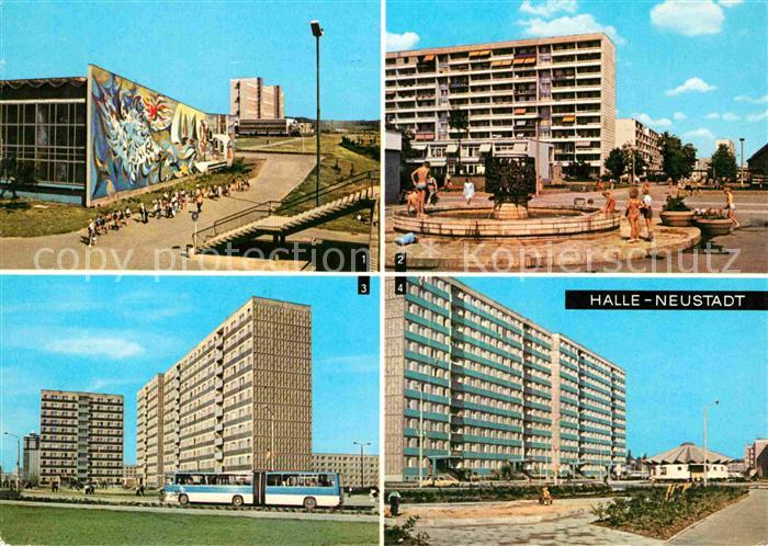 Halle-Neustadt Schwimmbad Alchimistenbrunnen Wohnbloecke
