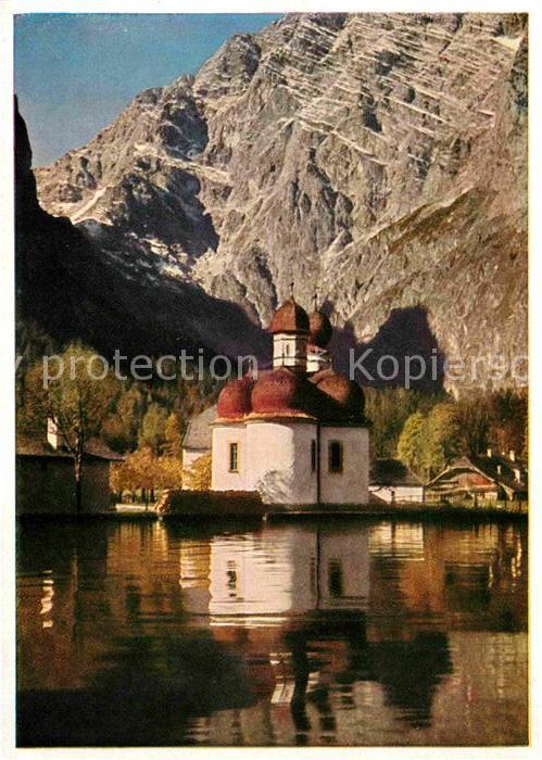 St Bartholomae am Koenigssee mit Watzmann Ostwand