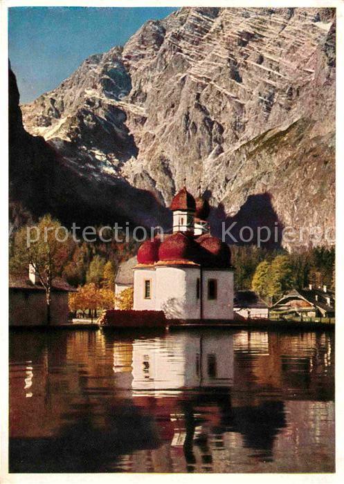 St Bartholomae am Koenigssee mit Watzmann-Ostwand
