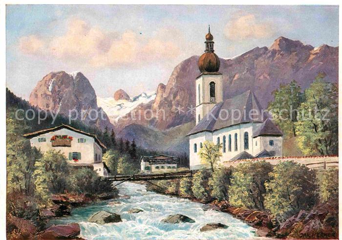 Ramsau Berchtesgaden Kuenstlerkarte J. Hecker