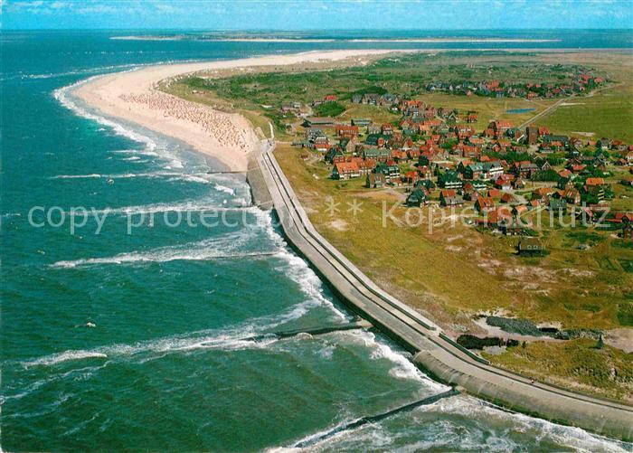 Baltrum Nordseebad Fliegeraufnahme mit Strand Dornroeschen der Nordsee