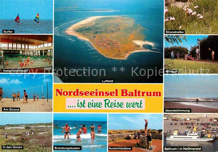 Baltrum Nordseebad Minigolf Nessmersiel Fliegeraufnahme Strand Hallenwellenbad