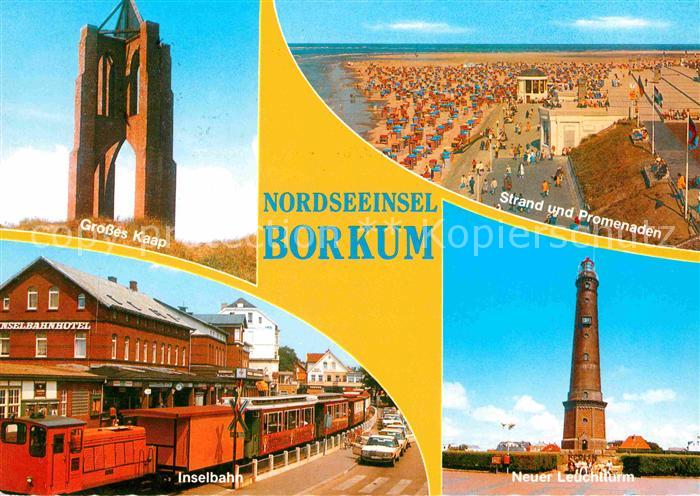 BORKUM Nordseebad Niedersachsen Strand Leuchtturm Grosses Kaap Inselbahn