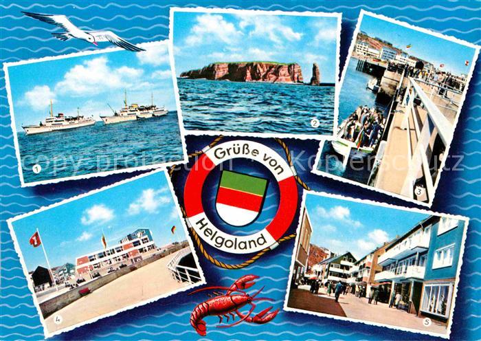 HELGOLAND Insel Schleswig-Holstein Schiffe Felsen Seebruecke