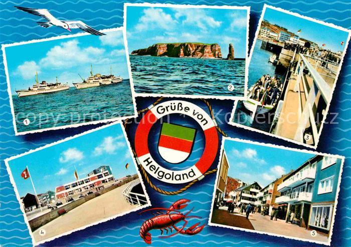 HELGOLAND Insel Schleswig-Holstein Seebruecke Felsen Schiffe