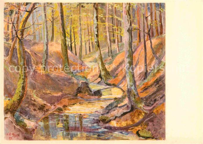 Kuenstlerkarte H. R. Meyer Morgensonne im Fruehling  Pro Infirmis