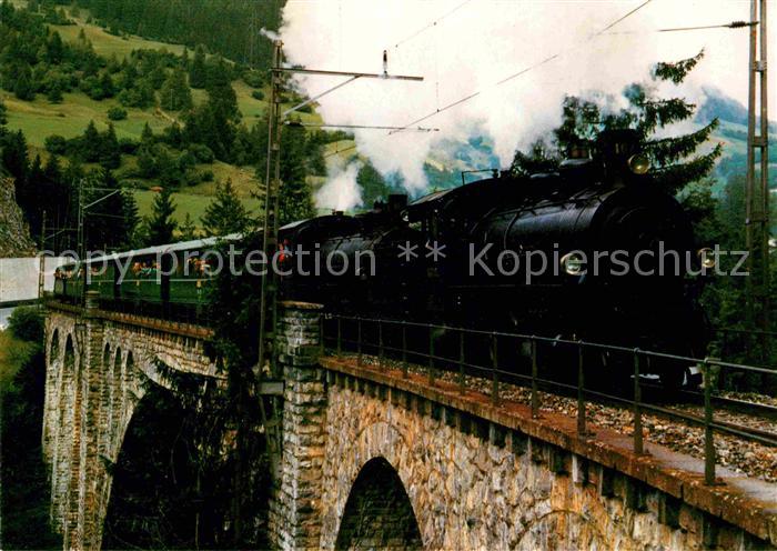 Lokomotive Dampfextrazug Rhaetische Bahn Soliser-Viadukt