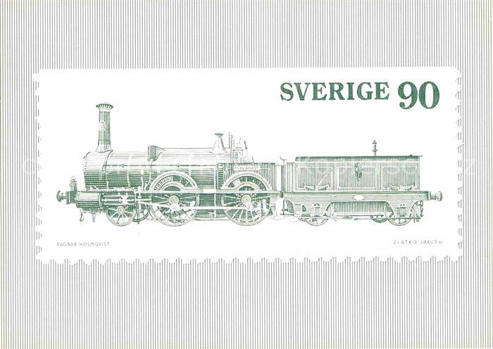 Lokomotive Gamla svenska anglok pa frimaerken Briefmarke