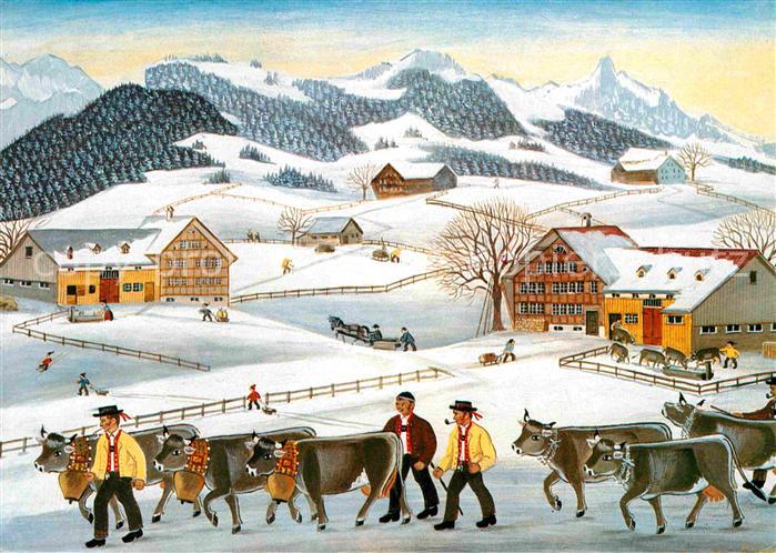 Kuenstlerkarte W. Gut-Stark Bauernmalerei