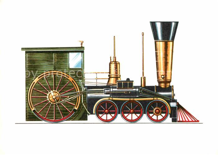Lokomotive Amerikanische Schnellzug-Lokomotive 1848 Zeichnung Swoboda