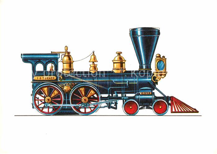 Lokomotive Chicago-Western-Bahn 1867 Zeichnung Swoboda