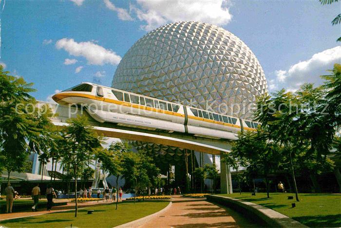 Walt Disney World Future World Sleek Monorail Spaceship Earth Geosphere