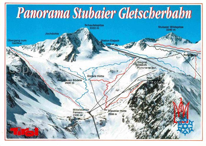 Seilbahn Panoramakarte Stubaier Gletscherbahn St