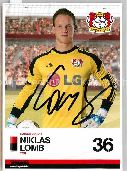 Fussball Bayer 04 Leverkusen Niklas Lomb Torwart Autogramm