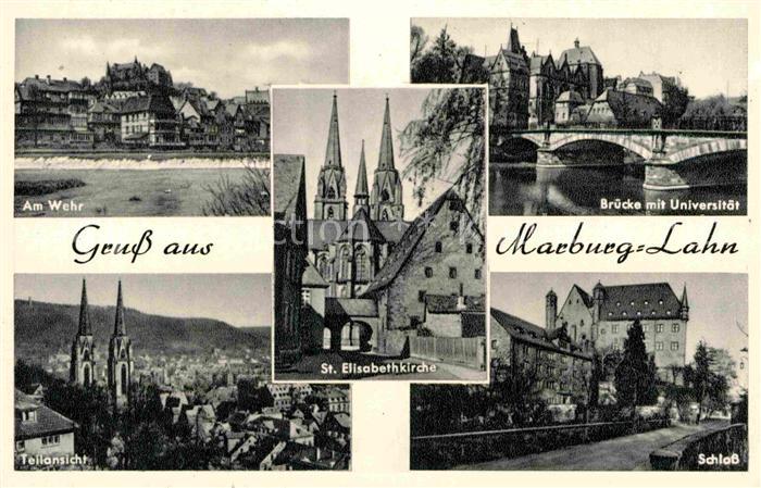 Marburg Lahn Am Wehr Bruecke Universitaet Teilansicht Schloss