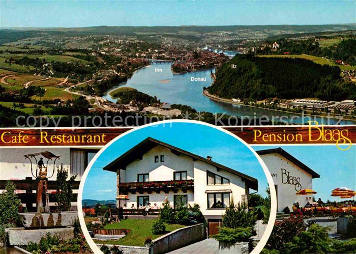 Haibach Schaerding Panorama mit Inn Donau Ilz Cafe Restaurant Blaas